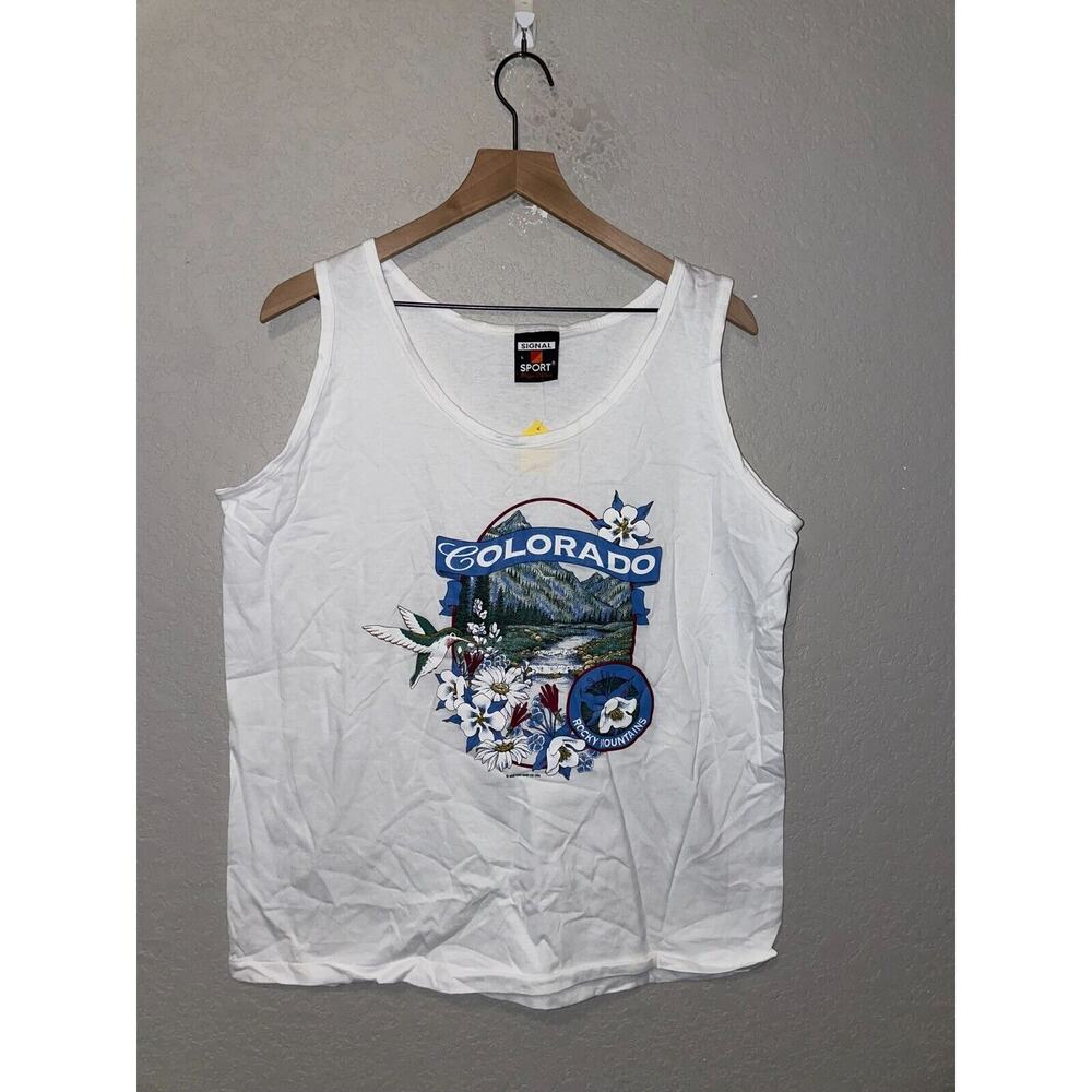 Vintage Colorado Rocky Mountains Tank Graphic Sleeveless Shirt Tee VTG 90s Large